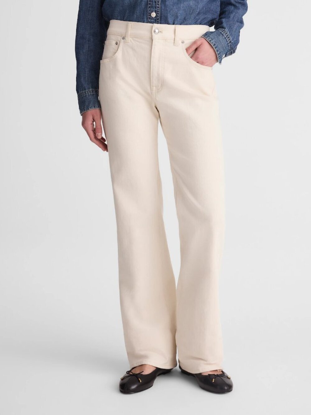 Madewell Relaxed Bootcut High Rise Comfort Stretch Jeans Cream Size 26 NWT